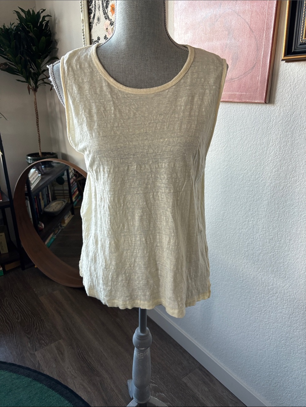 J. Crew Linen Cream Scoop Neck Sleeveless Tank